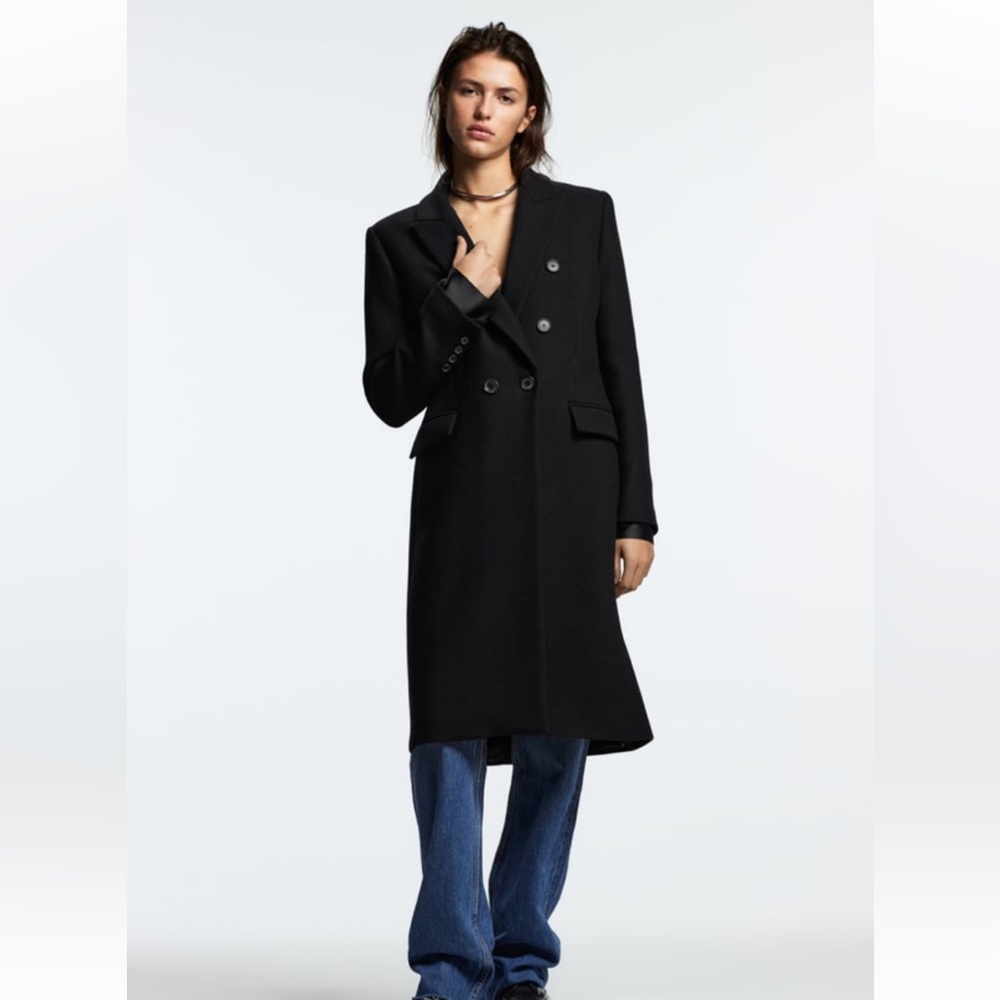 Zara Double Breasted Wool Blend Coat